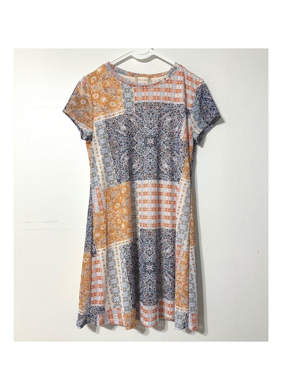 Altar'd State Mini Dress Womens Medium Multicolor Boho Mesh Patchwork
